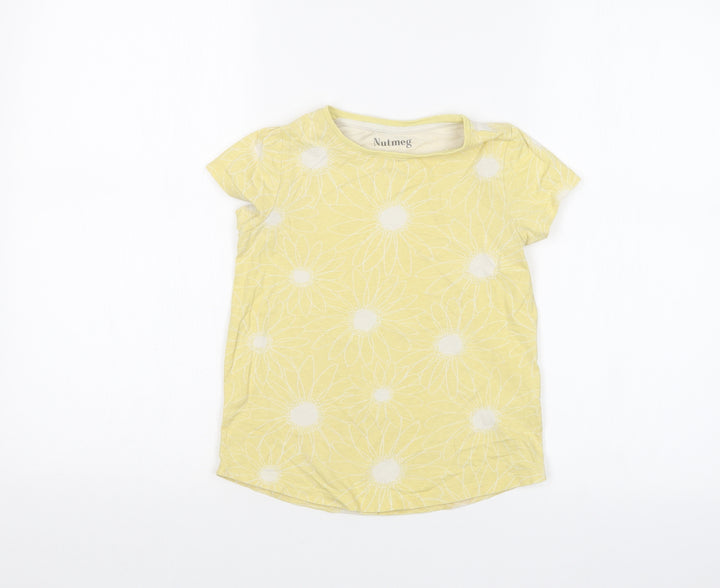 Nutmeg Girls Yellow Floral Basic T-Shirt Size 7-8 Years
