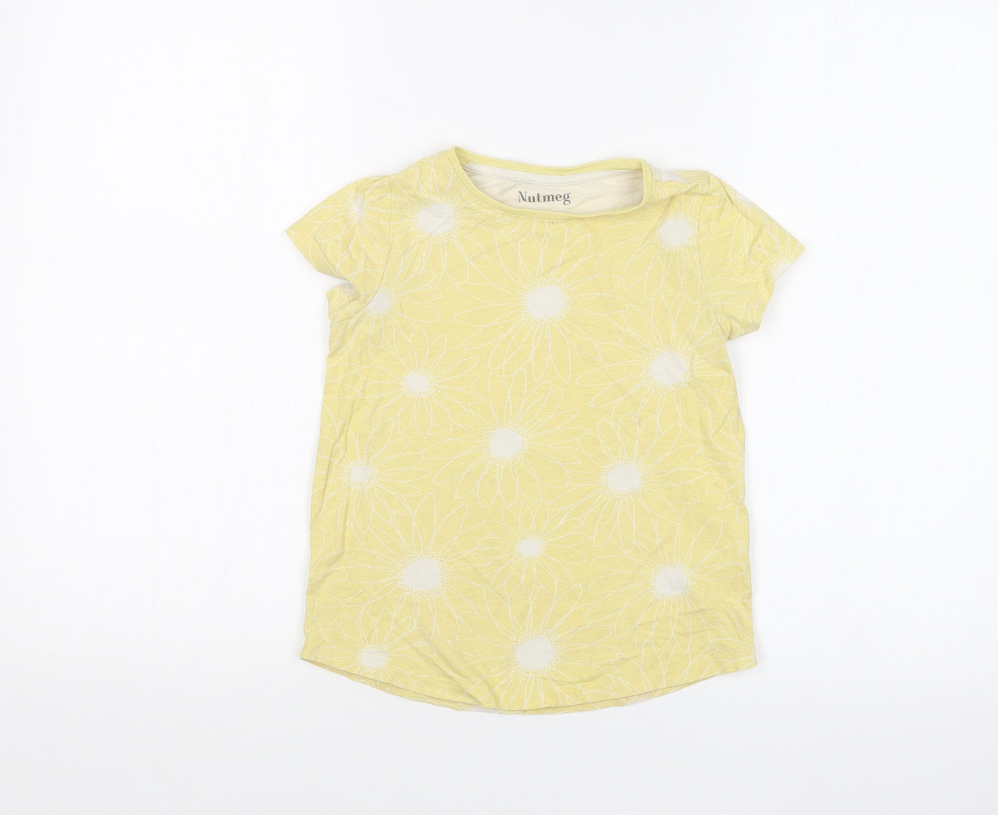 Nutmeg Girls Yellow Floral  Basic T-Shirt Size 7-8 Years
