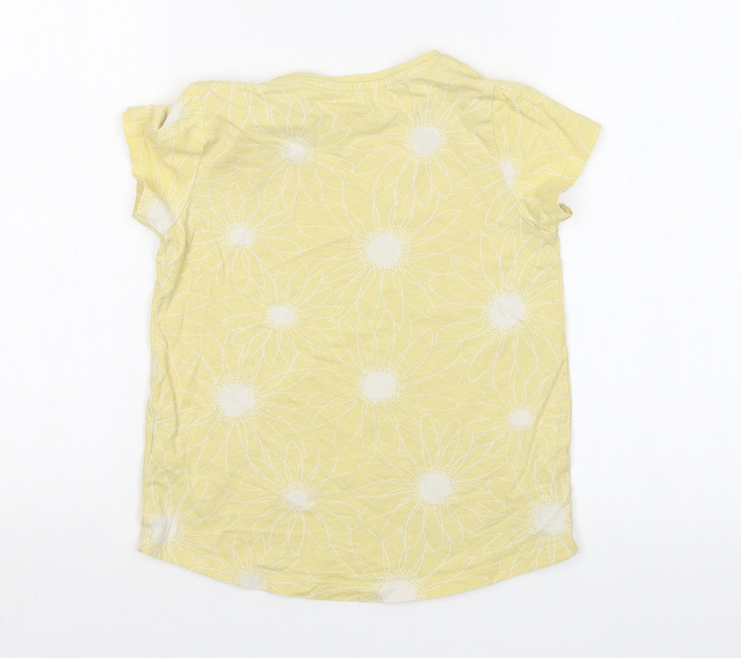 Nutmeg Girls Yellow Floral  Basic T-Shirt Size 7-8 Years