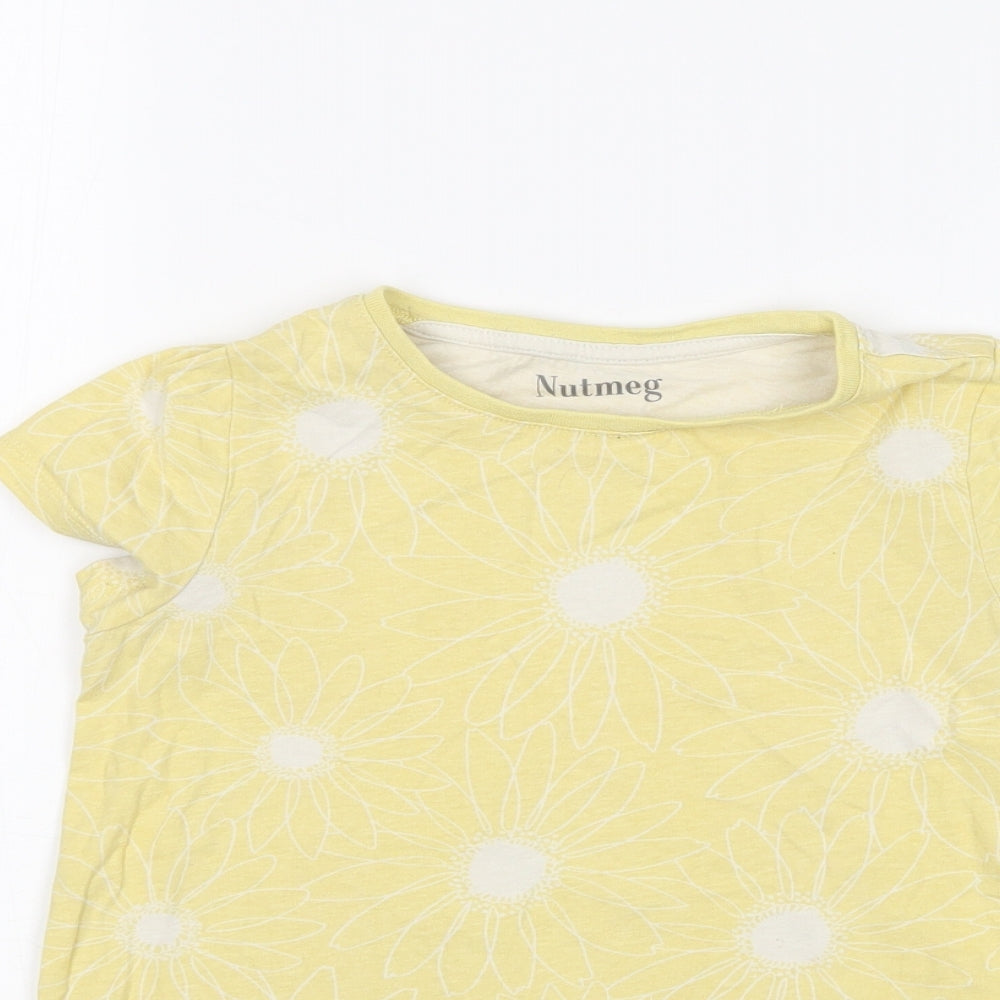 Nutmeg Girls Yellow Floral  Basic T-Shirt Size 7-8 Years