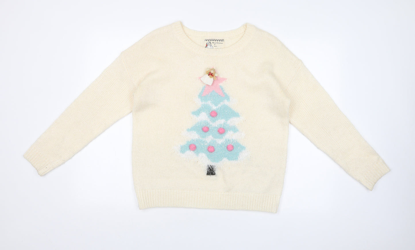 New Look Womens White   Pullover Jumper Size 12  - CHRISTMAS