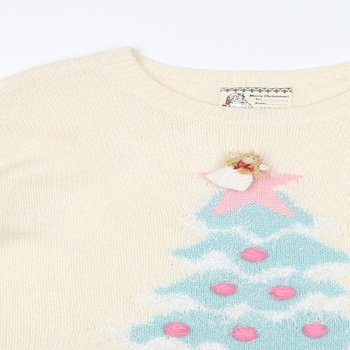 New Look Womens White   Pullover Jumper Size 12  - CHRISTMAS