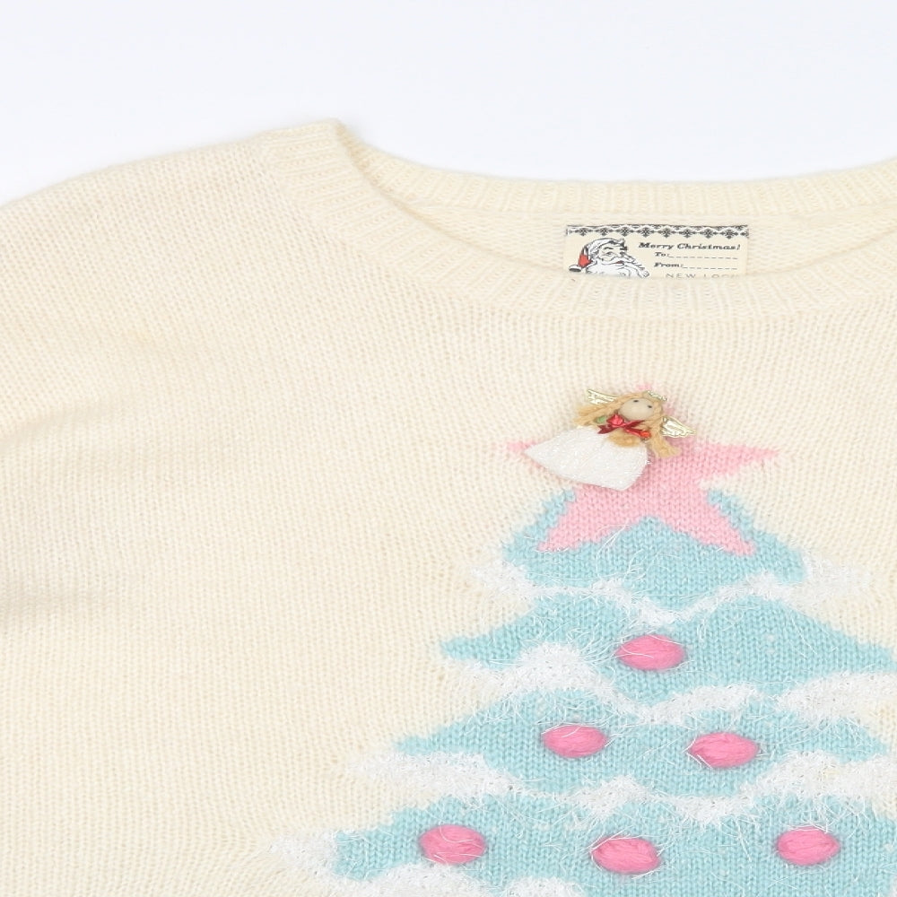 New Look Womens White   Pullover Jumper Size 12  - CHRISTMAS