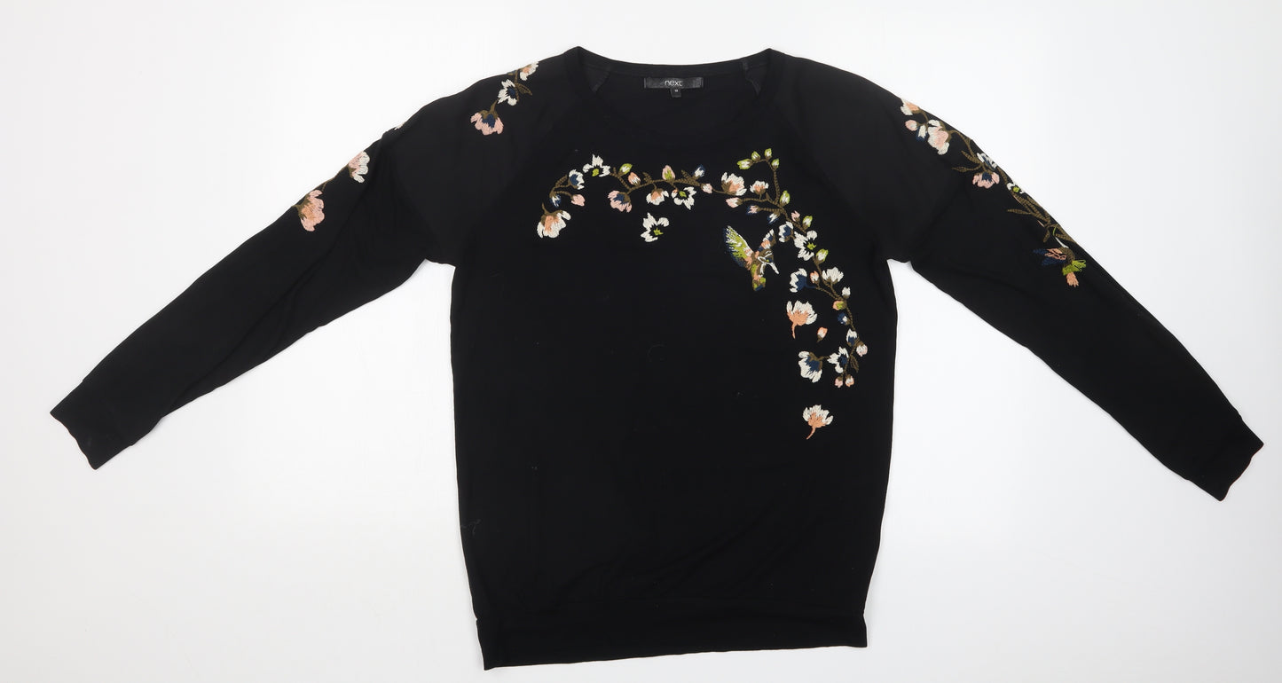NEXT Womens Black Floral  Basic T-Shirt Size 10
