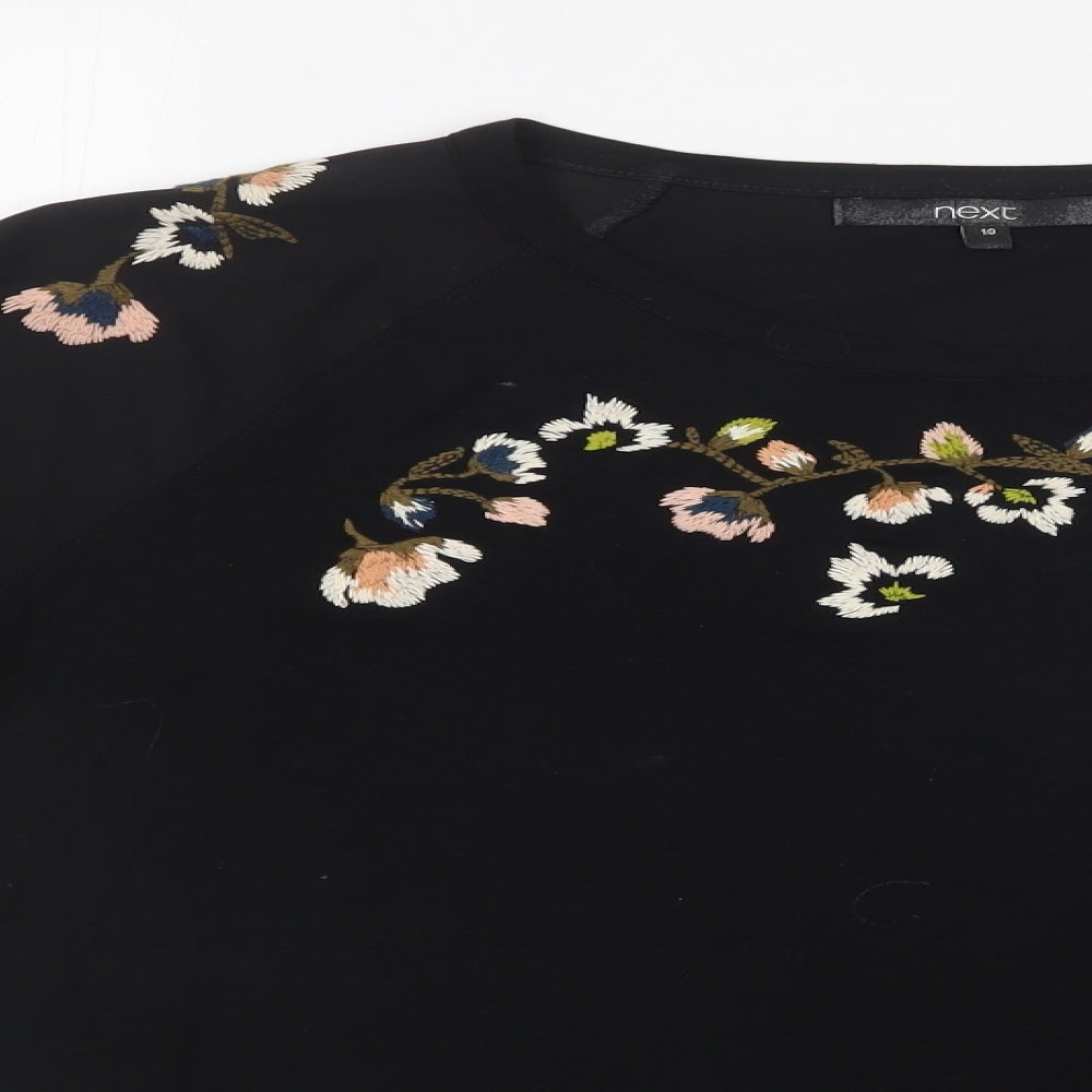 NEXT Womens Black Floral  Basic T-Shirt Size 10