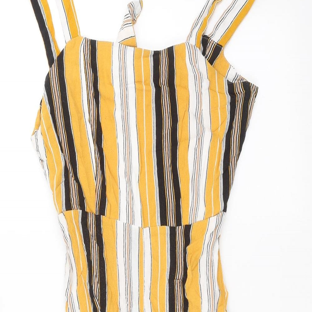 New Look Womens Yellow Striped  Jumpsuit One-Piece Size 12