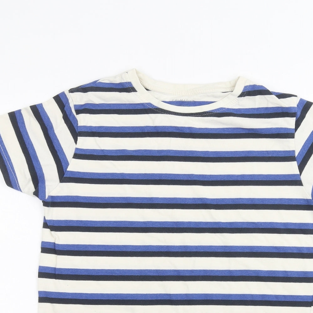 Primark Boys White Striped  Basic T-Shirt Size 10-11 Years