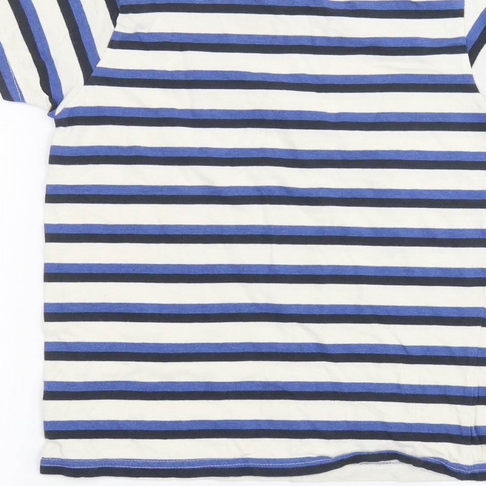 Primark Boys White Striped  Basic T-Shirt Size 10-11 Years