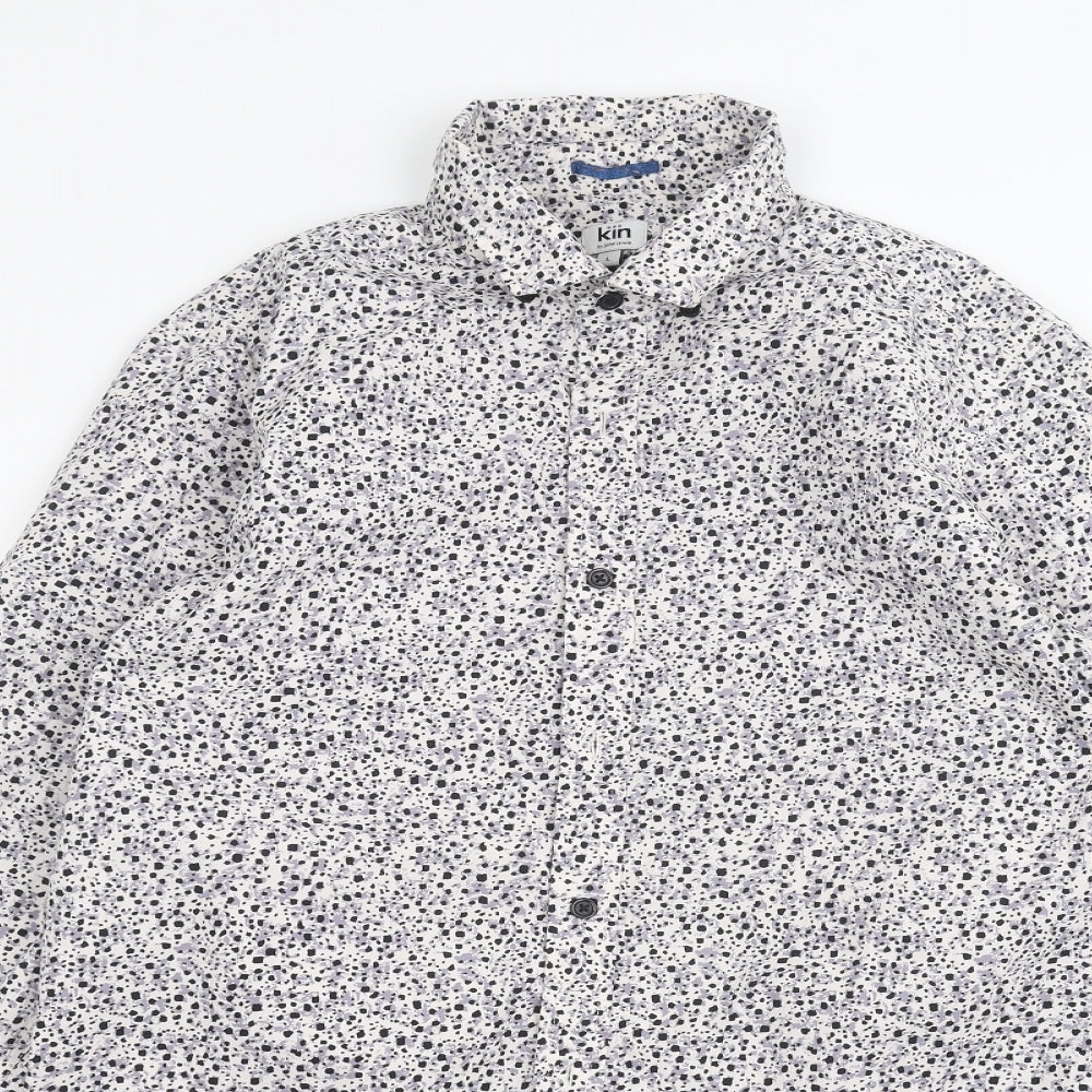 John Lewis Mens White Polka Dot   Dress Shirt Size L