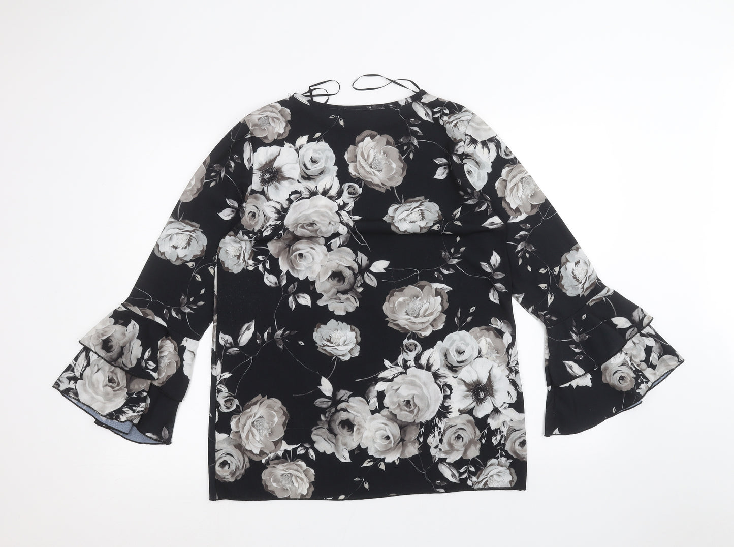Quiz Womens Black Floral  Basic Blouse Size 10