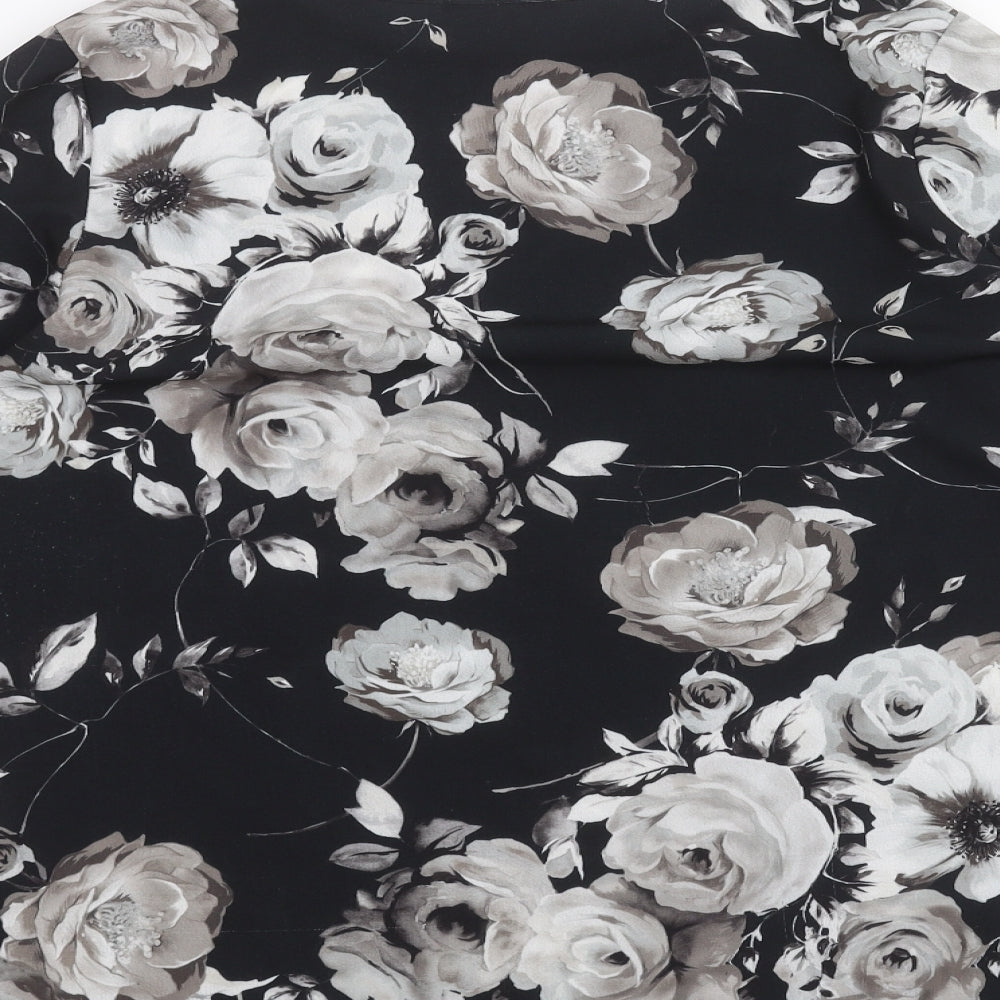 Quiz Womens Black Floral  Basic Blouse Size 10