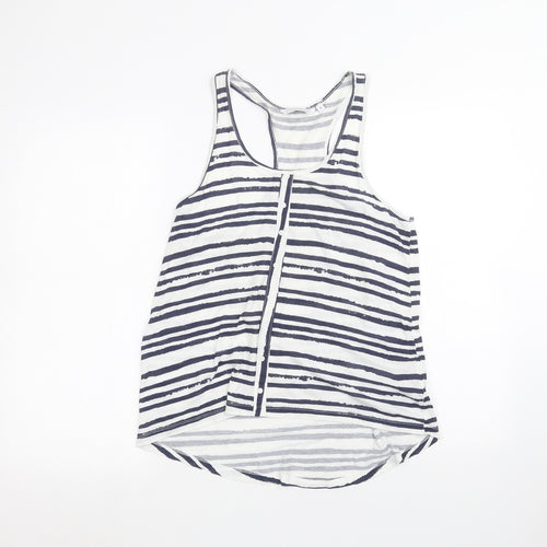 New Look Womens White Striped  Basic Tank Size 8