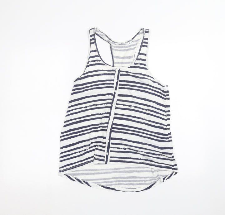 New Look Womens White Striped Basic Tank Size 8
