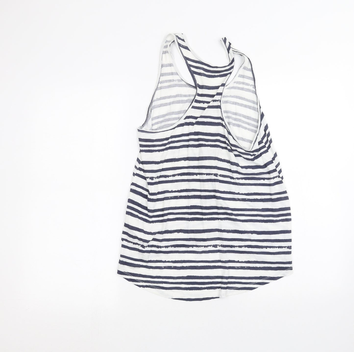 New Look Womens White Striped  Basic Tank Size 8