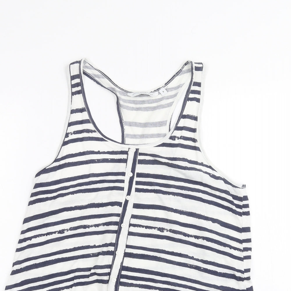 New Look Womens White Striped  Basic Tank Size 8