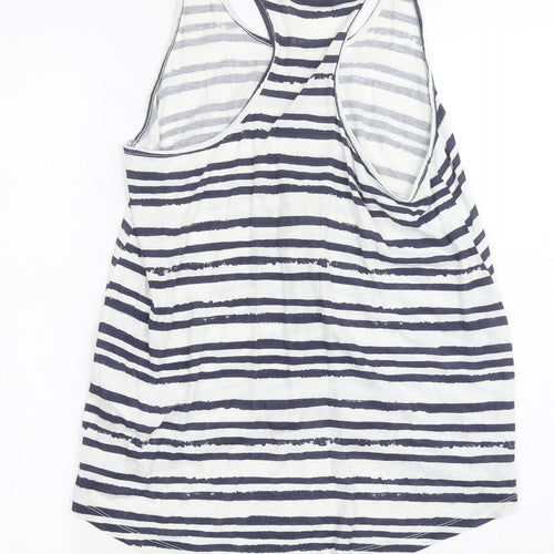 New Look Womens White Striped  Basic Tank Size 8