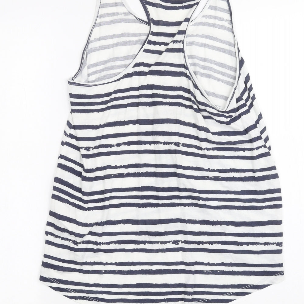 New Look Womens White Striped  Basic Tank Size 8