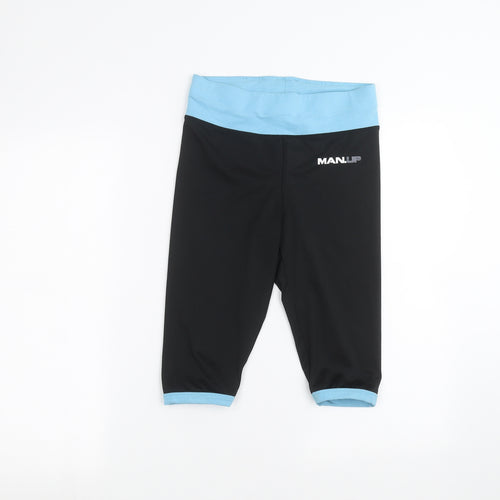 MAN UP Womens Black   Cropped Leggings Size S L20 in