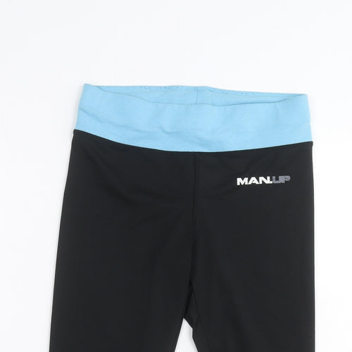 MAN UP Womens Black   Cropped Leggings Size S L20 in