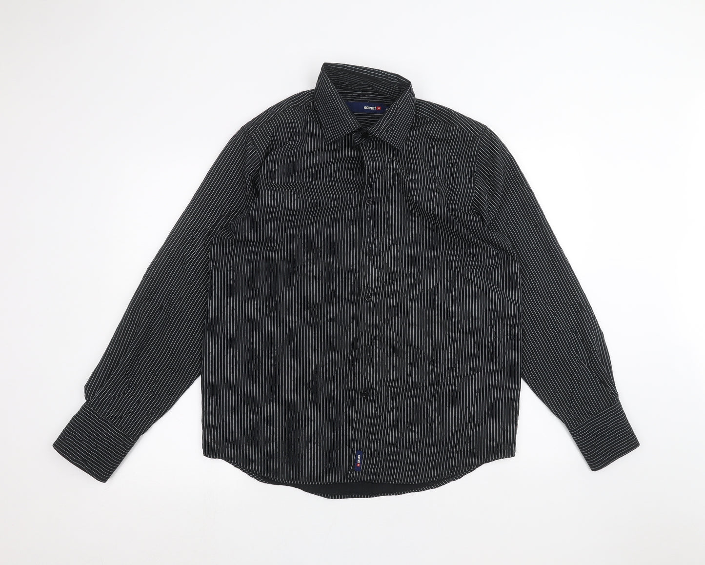 Soviet Mens Black Striped   Dress Shirt Size M