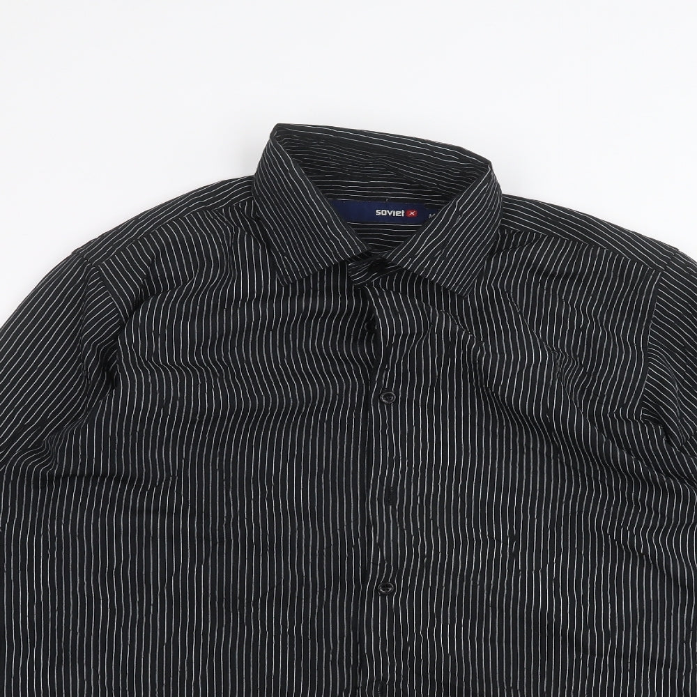 Soviet Mens Black Striped   Dress Shirt Size M