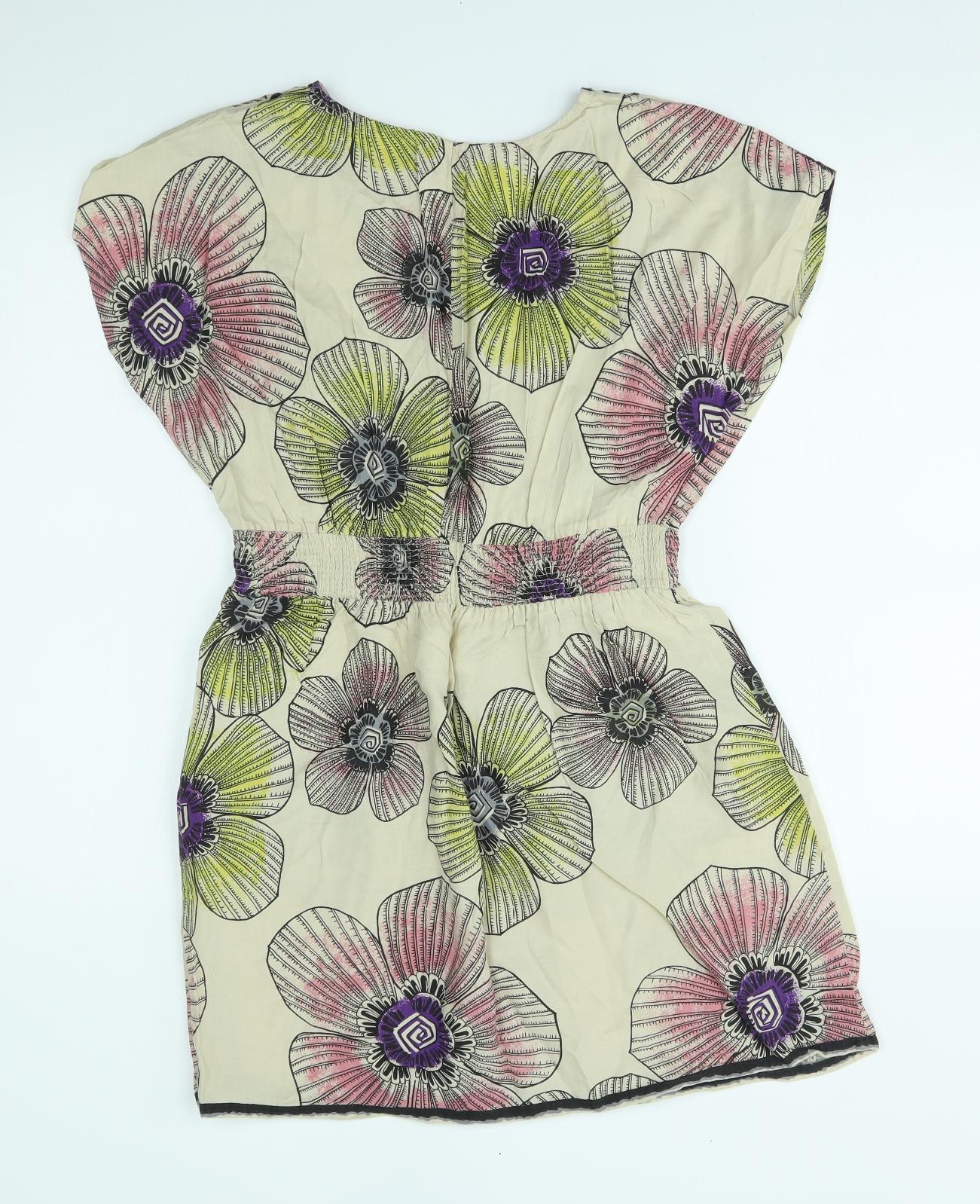 be beau Womens Beige Floral  Wrap Dress  Size 12