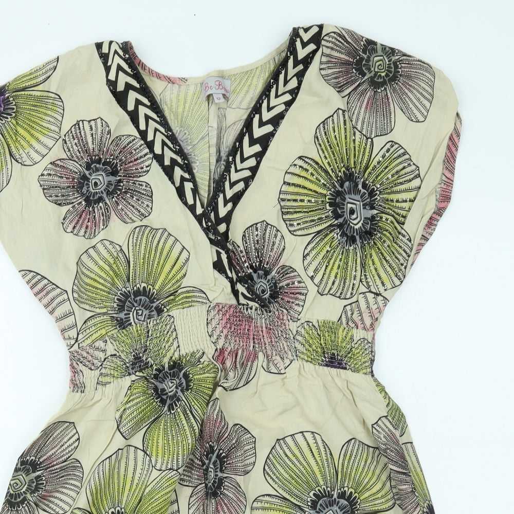 be beau Womens Beige Floral  Wrap Dress  Size 12