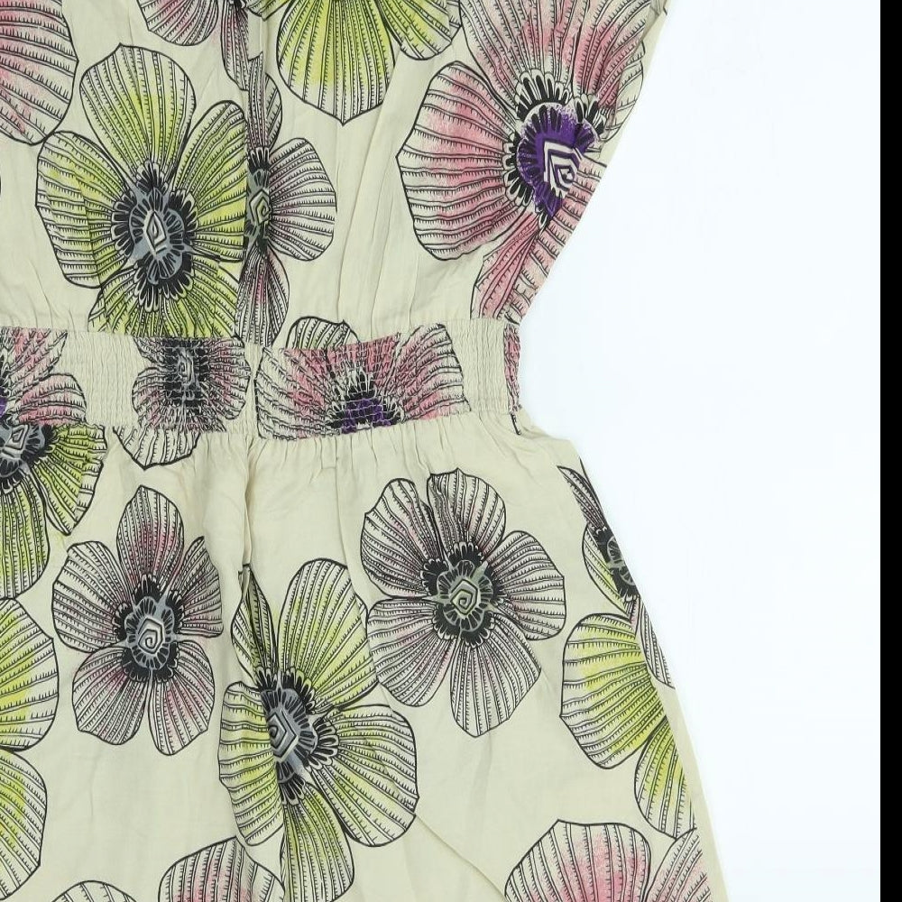 be beau Womens Beige Floral  Wrap Dress  Size 12