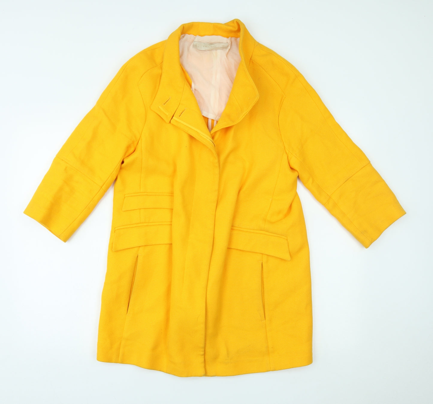 Zara Womens Yellow   Pea Coat Coat Size L