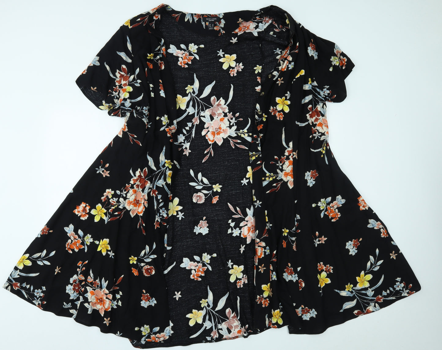 New Look Womens Black Floral  Wrap Jumper Size 26