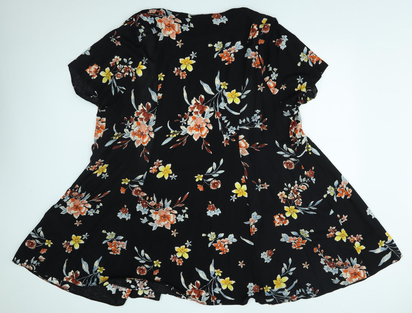 New Look Womens Black Floral  Wrap Jumper Size 26