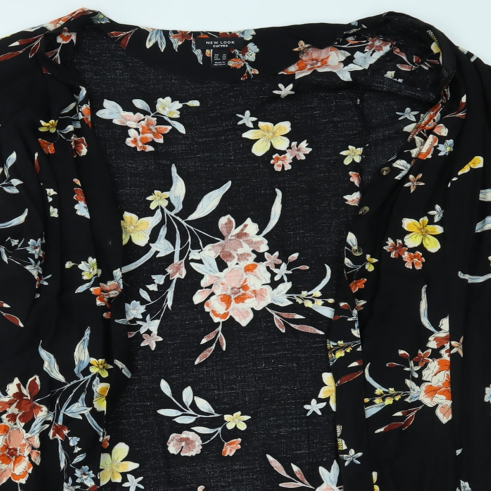 New Look Womens Black Floral  Wrap Jumper Size 26