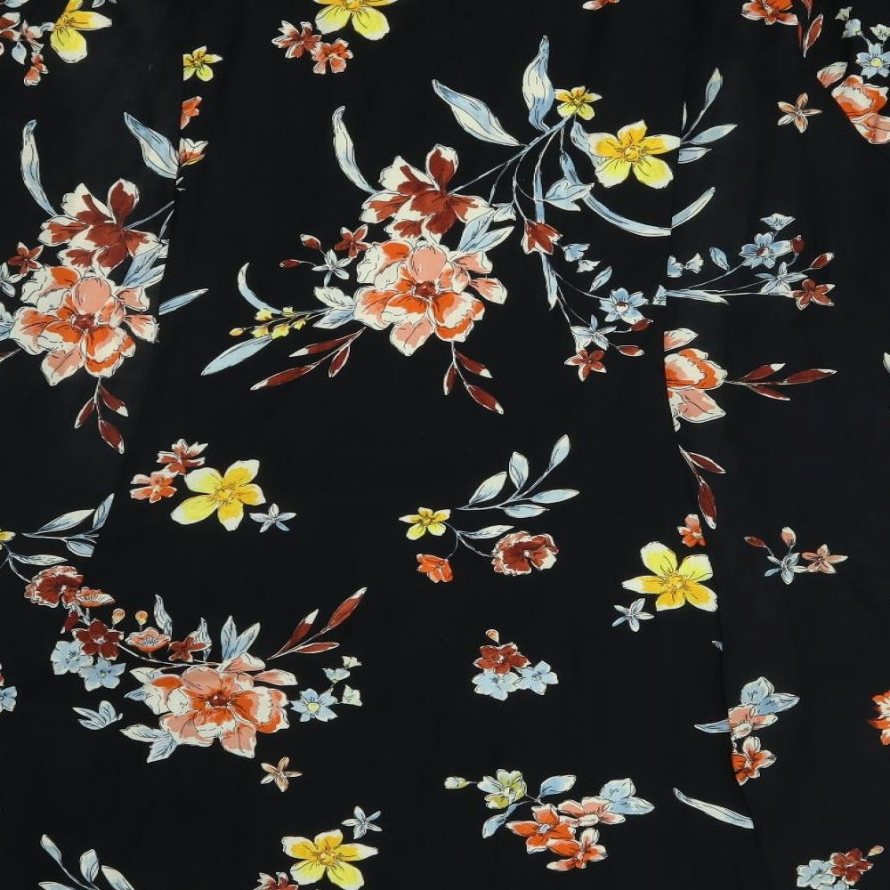 New Look Womens Black Floral  Wrap Jumper Size 26