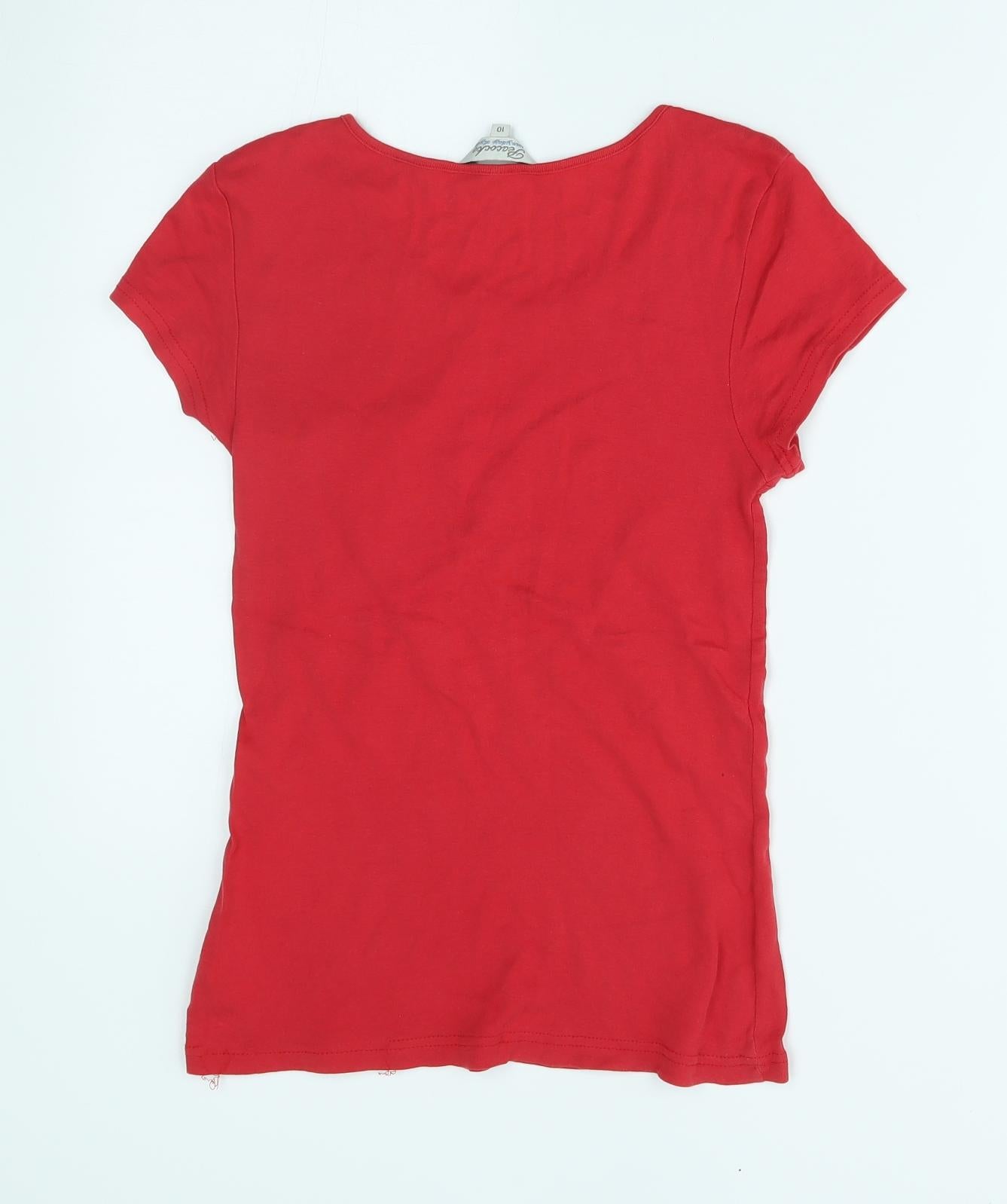 Peacocks Womens Red   Basic T-Shirt Size 10