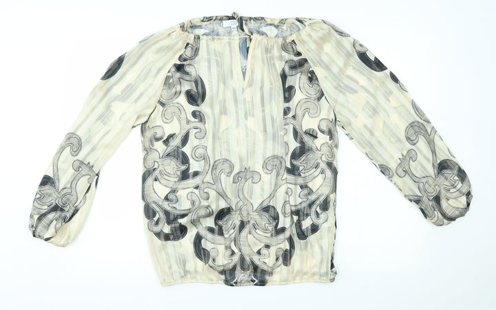 Joanna Hope Womens Gold Floral  Basic Blouse Size 12