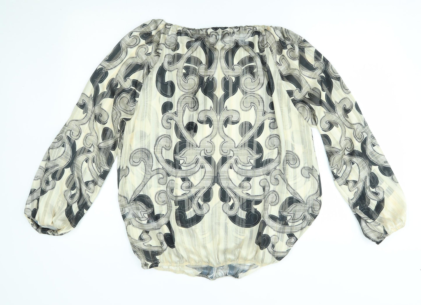 Joanna Hope Womens Gold Floral  Basic Blouse Size 12