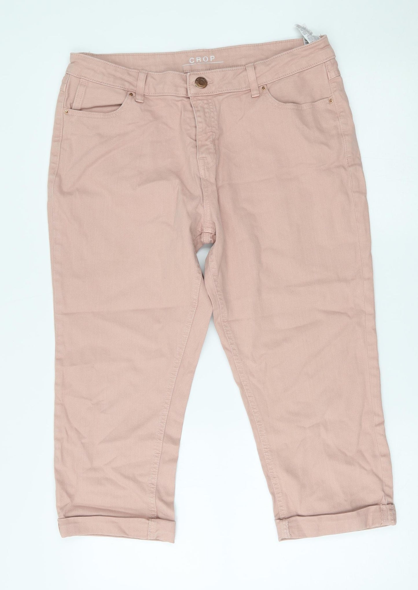 M&S Womens Pink   Cropped Jeans Size 14 L20 in