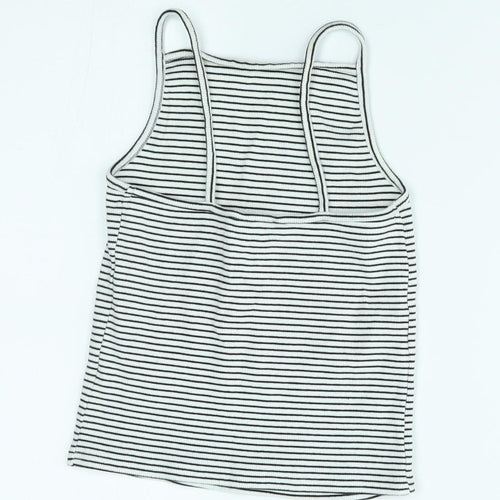 New Look Womens White Striped  Basic Tank Size 12