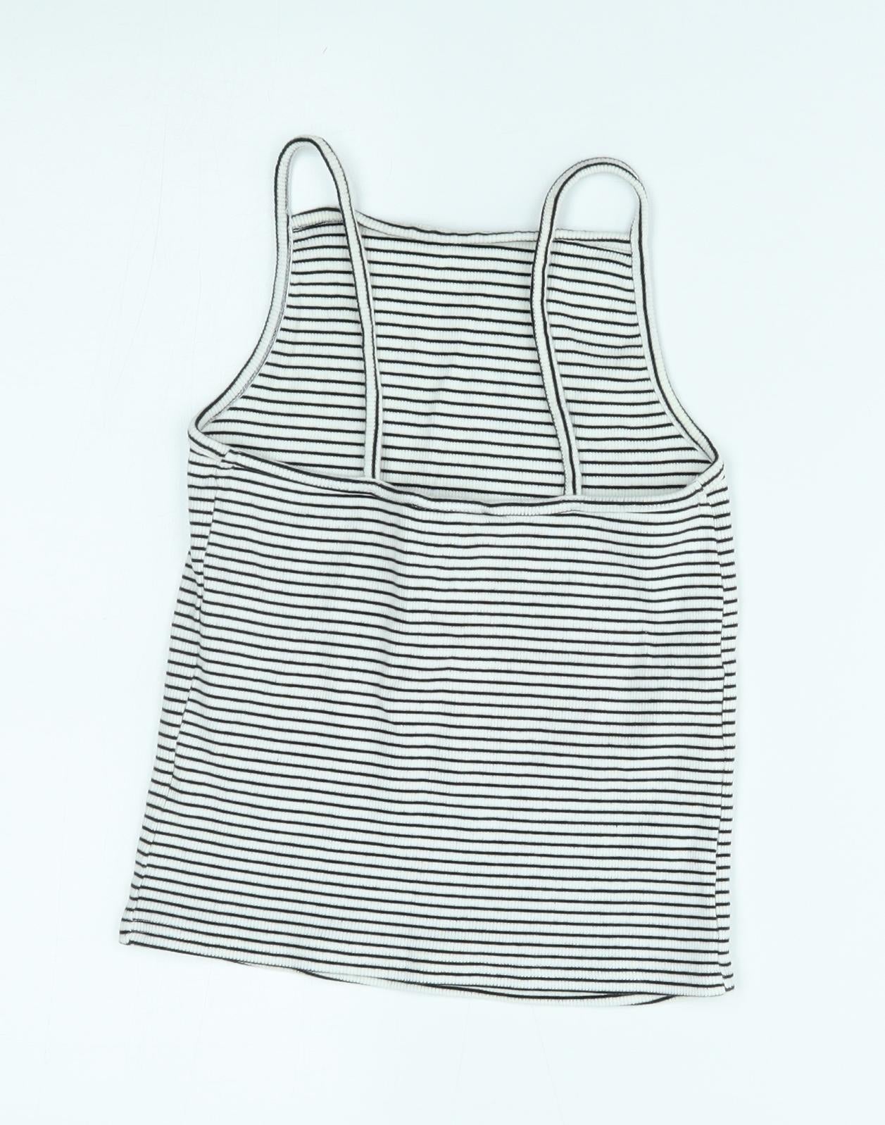 New Look Womens White Striped  Basic Tank Size 12