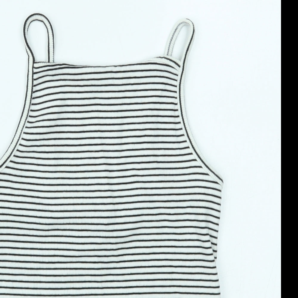 New Look Womens White Striped  Basic Tank Size 12