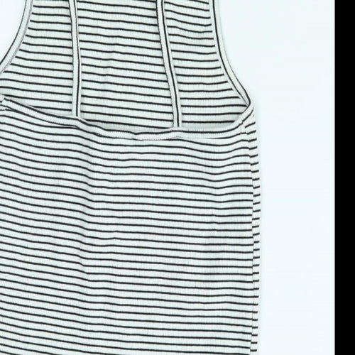 New Look Womens White Striped  Basic Tank Size 12