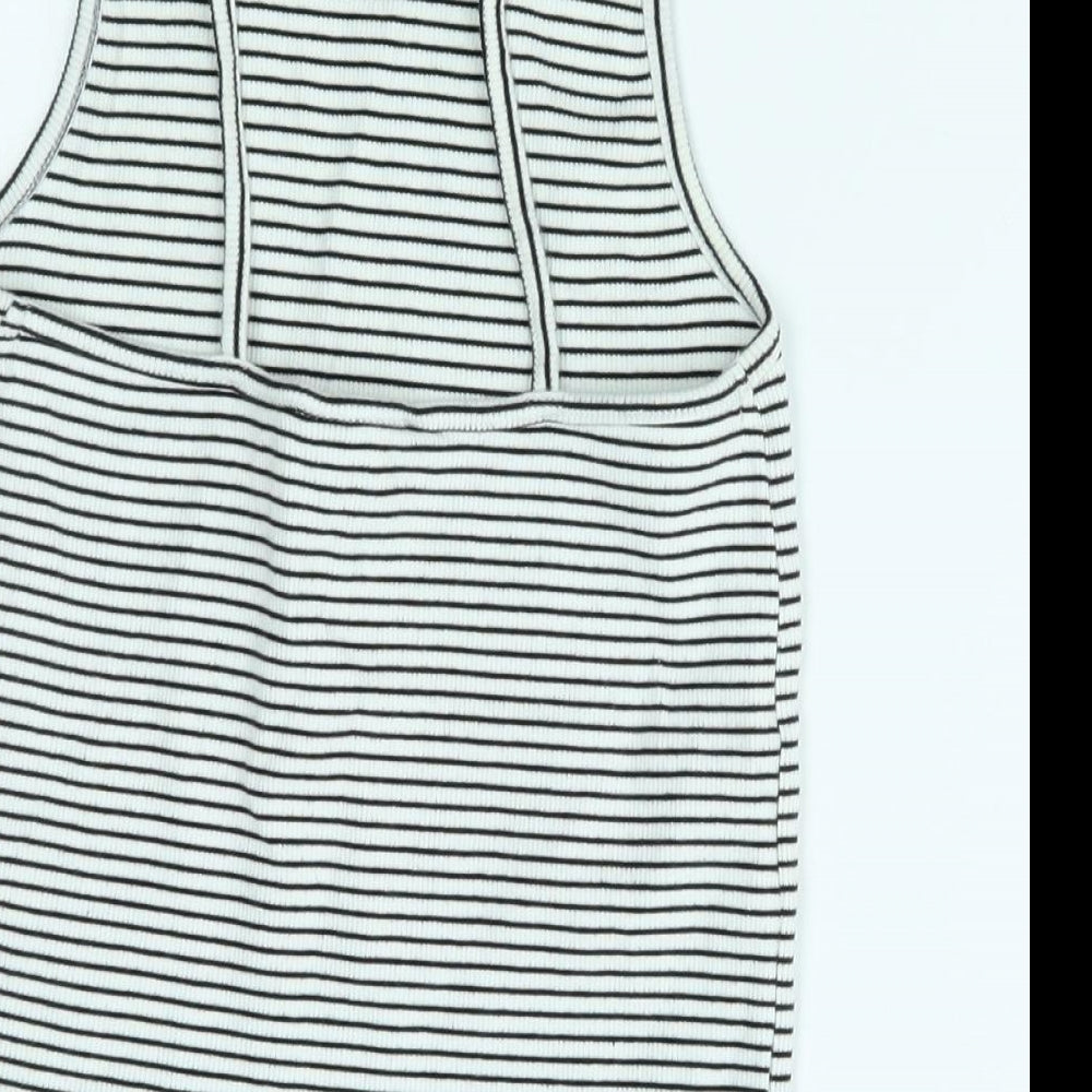 New Look Womens White Striped  Basic Tank Size 12