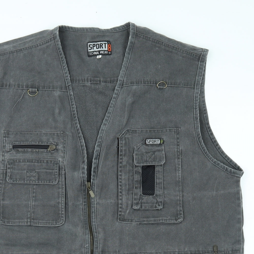 sport technical wear Mens Grey  Denim Gilet Jacket Size 2XL