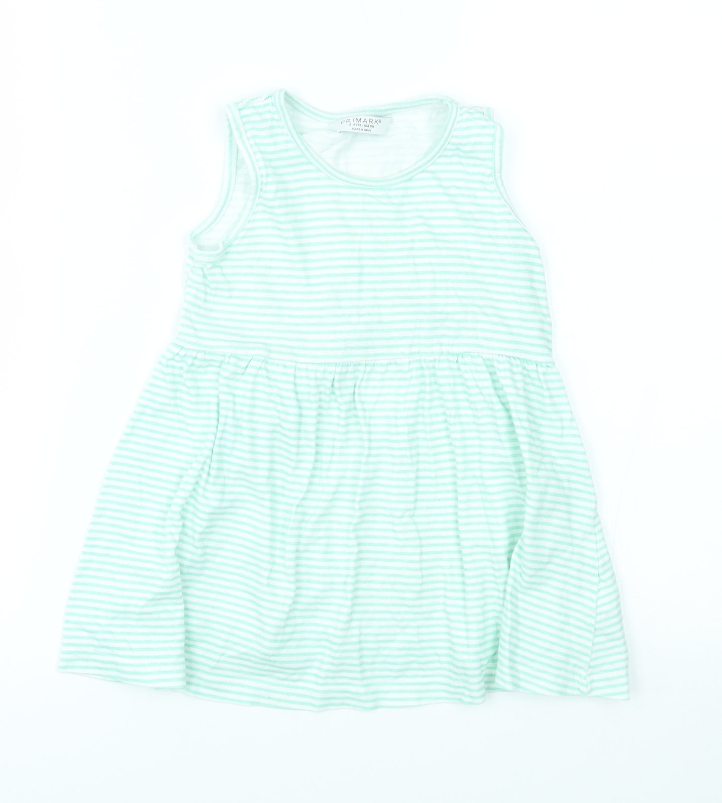 Primark Girls Green Striped  A-Line  Size 3-4 Years
