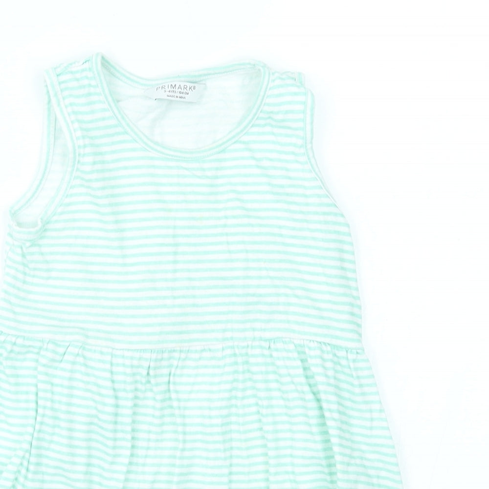 Primark Girls Green Striped  A-Line  Size 3-4 Years