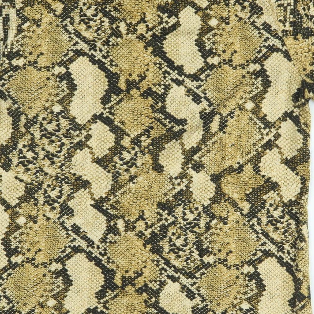 H&M Womens Gold Animal Print  Basic T-Shirt Size XS