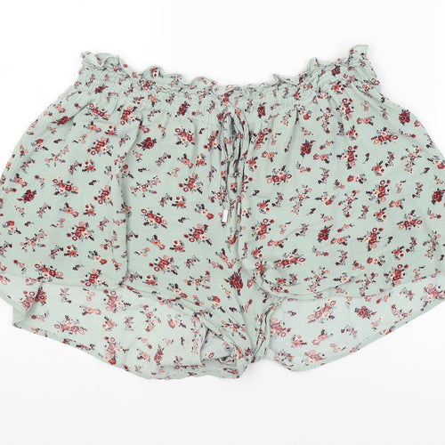 Primark Womens Green Floral  Hot Pants Shorts Size 12