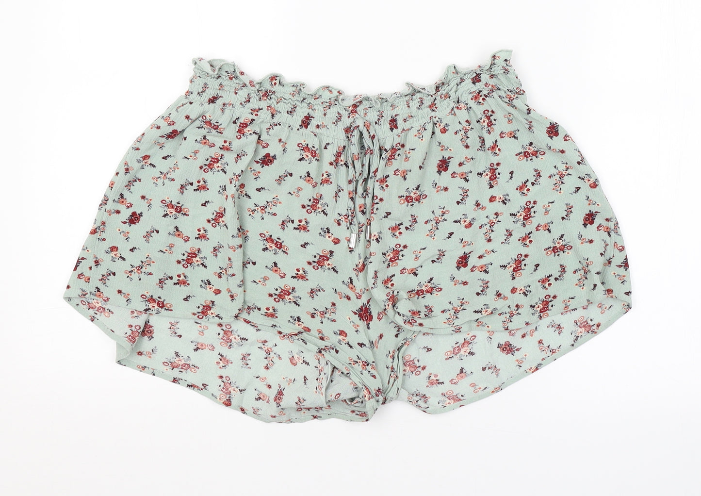 Primark Womens Green Floral  Hot Pants Shorts Size 12