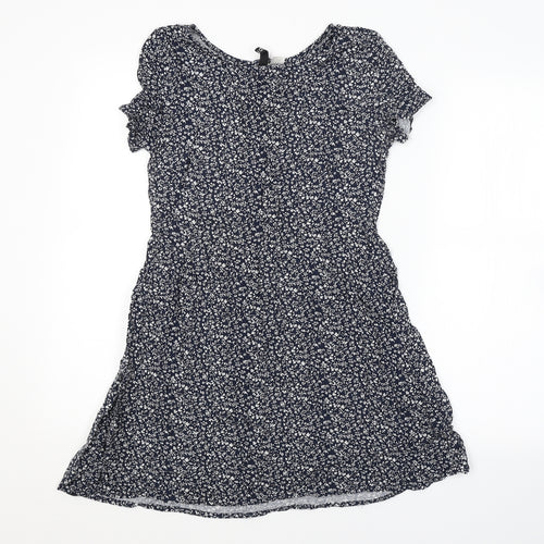 H&M Womens Blue Floral  A-Line  Size 8