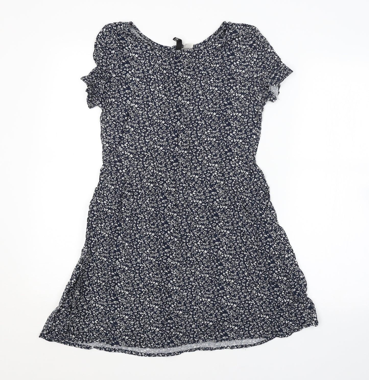 H&M Womens Blue Floral  A-Line  Size 8